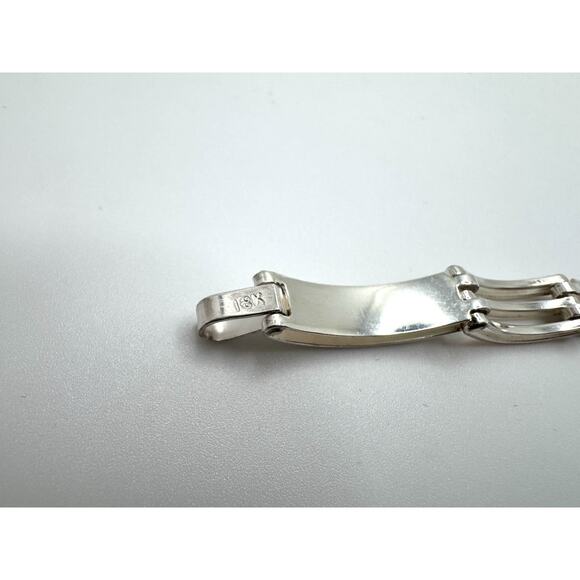 Designer Peruvian Sterling Silver 950 and 18K Gold Inlay Bracelet - 7.5” - Picture 6 of 7
